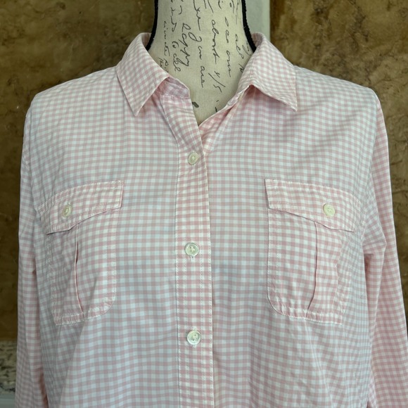 Vineyard Vines Performance Shirt Women's 12 Relaxed Button Front Pink Gingham - Picture 1 of 10